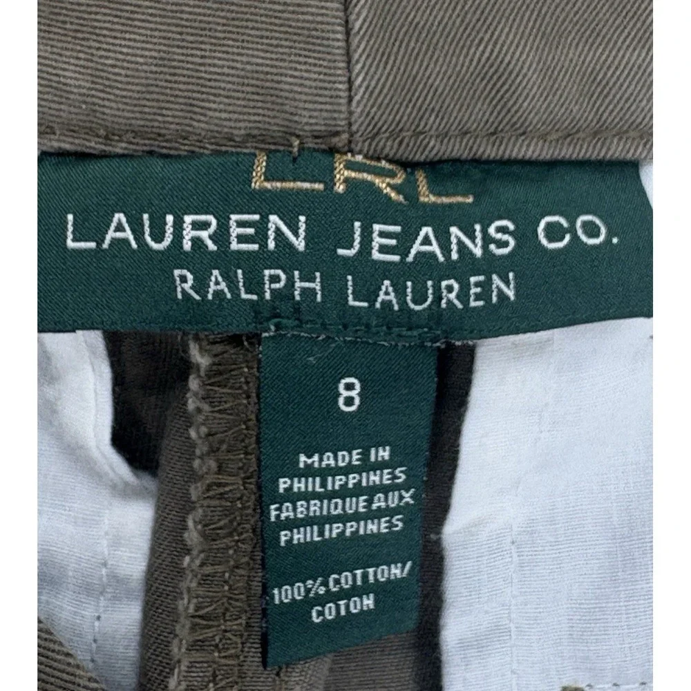 LRL Ralph Lauren Jeans Co. Olive Pencil Skirt Women's 8‎ Green Canvas Back Slit